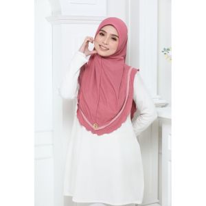Tudung Sarung MARIANA PIPING Instant Dewasa Ironless Moscrepe Premium (20 warna) One Size L Tudung Lazy Pattern Ironless Hijab Plain Perempuan Women