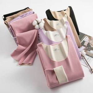 SWEET TIM นุ่มนุ่มๆ สะดวกสบายสบายๆ ขนแกะเยอรมัน ไนลอนทำจากไนลอน กางเกงสำหรับผู้ชาย เสื้อเชิ๊ต ชุดนอนสไตล์เกาหลี ชุดชั้นในยืดหยุ่นได้ ชุดลองจอห์น ชุดชั้นในสตรีเก็บความร้อน