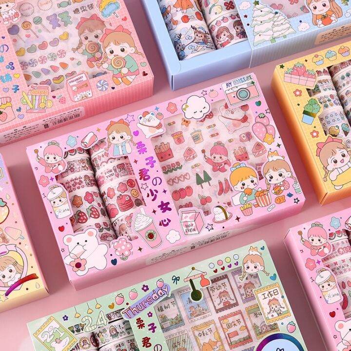 Cute Cartoon Handbook Sticker Tape Gift Box Set Stickers Aesthetic ...