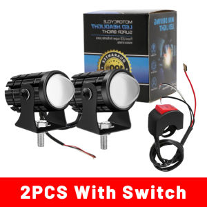 【In stock】2 PCS Mini Driving Lights Motorcycle Spotlight Headlights LED White + Yellow Pair of Universal Small Steel Cannons Waterproof and Super Bright
