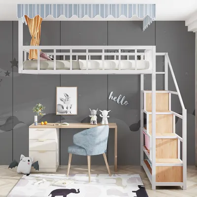 Loft province space semi-floor multifunctional wrought iron apartment elevated bed hammock attic bed student dormitory cabinet ladder bed