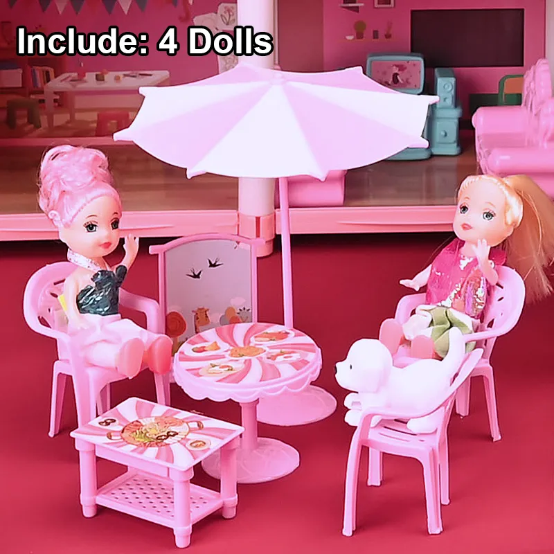 Doll House Set for Girls, Princess House Toys with Doll Furniture and 11  Rooms,Pretend Play Dreamhouse DIY Dollhouse with Light Strip for Kids