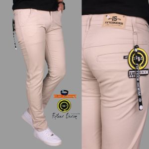 Fifteen Denim Celana Chino Panjang Pria Slim Fit Skinny Strecth Melar Cowok / Celana Cino Cowok Fifty One