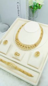 Dubai Gold Color Jewelry Sets For Women Openwork Necklace Earrings Set Beautiful Wedding Party Gift