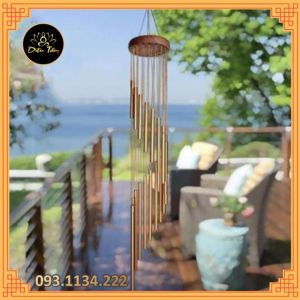 Chuông Gió phong thủy 35inch 18 Ống Hợp Kim Nhôm Và Gỗ Dùng Trang Trí Ban Công