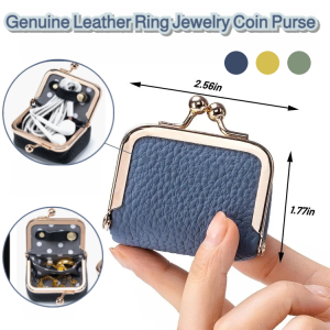 Genuine Leather Small Diamond Ring Jewelry Coin Purse Retro Style Genuine Leather Small Purse Rings Earrings Necklaces Portable Storage Bag
