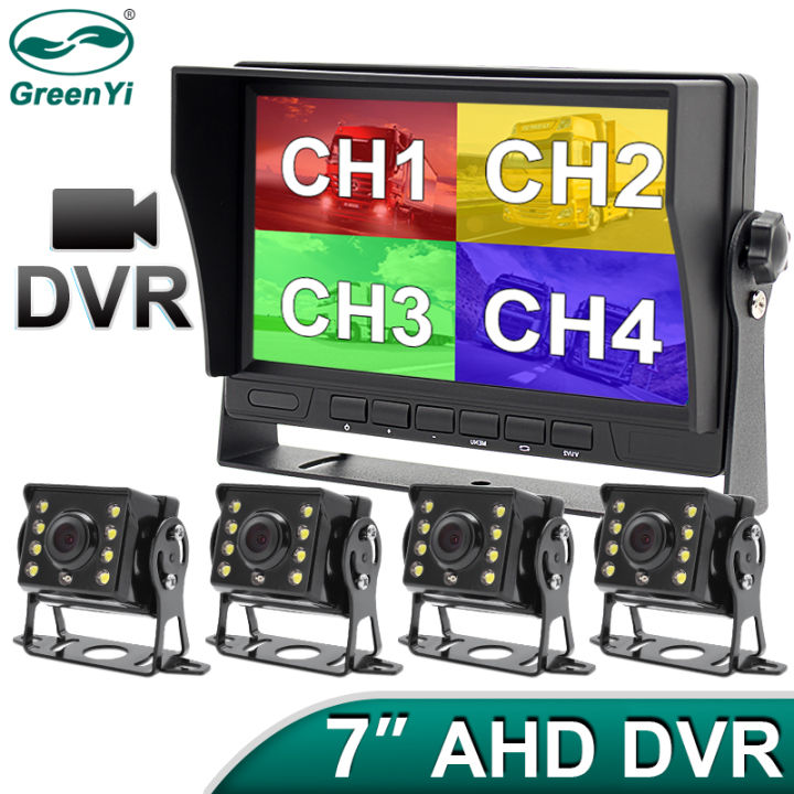 GreenYi 7 inch 4CH AHD Recorder DVR Car Monitor Vehicle Truck Night