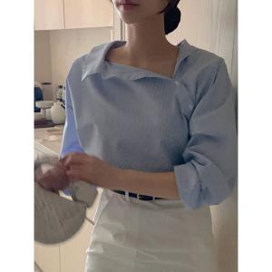 W286 Ladies Long-Sleeved Shirt  Temperamen Oversized wide-form womens long-sleeved shirt  New Shirt Small French Top