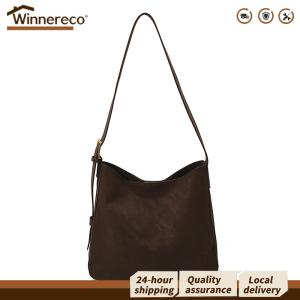 [Winnereco Flagship Mall]Women PU Leather Backpack with Adjustable Strap Compact and Stylish for Work and Travel