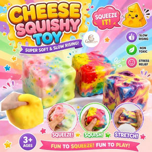 CuddleCove NEW Colorful Cheese Cube Squishy Toy Slow Rebound Soft Squeeze Ball Stress Relief Fidget Gift