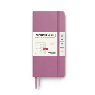 Leuchtturm1917 B6+ x A6 Wallet Weekly Planner & Notebook 2027 - Black/Dusty Rose/Sunflower/Forest Green