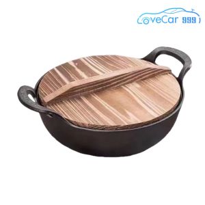 Heavy Duty Cast Iron Skillet Non Stick Flat Bottom Fry Pan with Lid and Handle for Versatile Kitchen Use