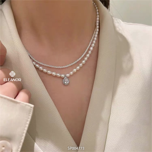 Dây chuyền nữ ngọc trai nhân tạo Eleanor Accessories vòng cổ dạng chuỗi hạt đính đá phụ kiện trang sức 4773