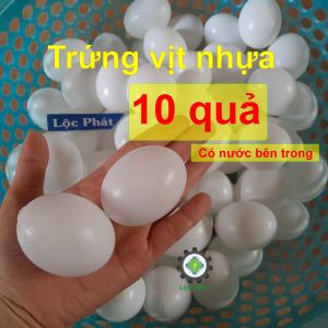 Combo 10 Trứng vịt nhựa có nước bên trong màu trắng to gần như trứng thật shop Lộc Phát CB10TRV-TR