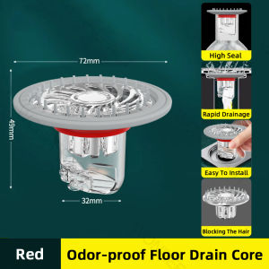 Floor Drain Core Shower Drain Cover Hair Filter Anti Odor Water Backflow Drainage Filter Sewer Pipe Anti-odor Filter Plug Quick Drainage