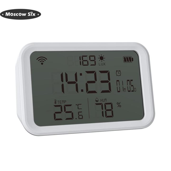 [Hot] tuya wifi đồng hồ đo nhiệt độ, độ ẩm chạy bằng pin 4 trong 1 cảm ...
