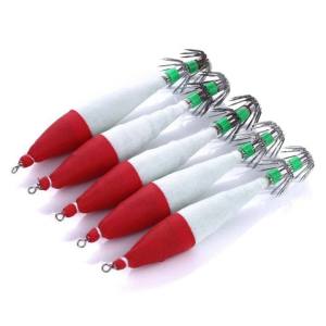 5Pcs Luminous Fishing Lures Hooks Squid Jig Luminous Hard Lure Fishing Tackle Lure Noctilucent Squid Bait