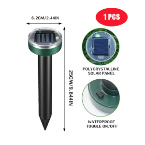 Solar Animal Repellant Portable Ultrasonic Mouse Pest Deterrent Continuous 24-Hour Protection Bird Pet Supplies Sound Siren for Garden Courtyard Farm Lawn