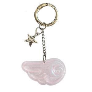 Adorable Star Key Ring Plastic Angel Wing Charm With Star Detachable For Bags Phones Stylish Accessory