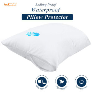Zipper Pillowcase Smooth Waterproof Pillow Protector 50x70cm Bedbug Proof Pillow Cover
