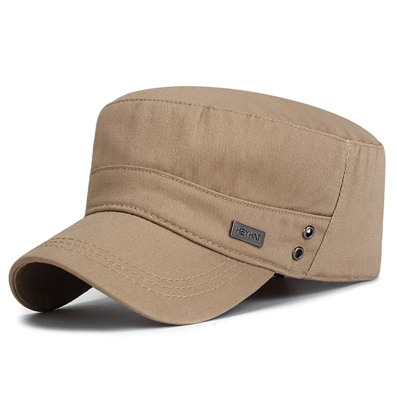 Men Casual Cap Summer Casual Cadet Hat Washed Cotton Flat Top Caps