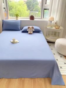 6lm Plain Flat Sheet Washed Cotton Bedsheet Skin-friendly Breathable Flatsheet Single/Queen/King X2L6Z