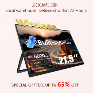 【Local Warehouse 】ZOOMEDIN 21.5 1080P Wireless Built-in Battery 100Hz Portable Monitor Professional Level E-Sports And Designer Level Color Rendering Laptop Extender Monitor for PS5/4 Xbox Switch Phone PC.