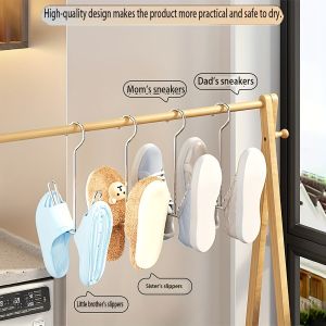1/3/5PCS Stainless Steel Shoe Drying Rack Metal Hanging Shoe Organizer Space Saving Drying Rack with Hook for Closet Rod