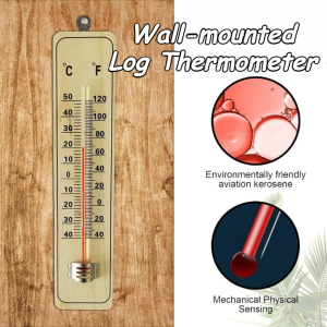 Wall Mounted Wooden Thermometer Eco Friendly Analog Temperature Gauge For Indoor And Outdoor Spaces