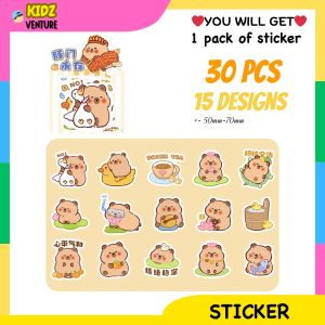 (READY STOCK) 30pcs Capybara Handbook Decoration Stationery Kid Present Gift 卡皮巴拉纸胶带套装手账胶带儿童礼物diy pelekat tape sticker