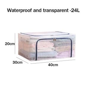 Clothes Storage Organizer Waterproof Large Folding Storage Box Breathable Folding Clothes Locker Steel Locker Waterproof Oxford Cloth Material Dustproof and Moisture-proof Wardrobe Storage Box
