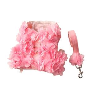 Small Dog Spring Skirt with Leashes Lace Dress Harness Clothes Fashion Outfit for Dogs Fashion Flower Chest Vest