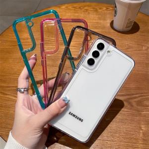 Chống sốc chất lượng cao rõ ràng vỏ điện thoại cho Samsung S25 S24 S23 S22 S21 Ultra Plus S4 FE A15 A16 A22 A23 A25 A33 A35 A52 A53 A54 A55 A72 A73 5g sang trọng Acrylic trong suốt cứng bìa sau bo góc Silicone Ốp bảo vệ