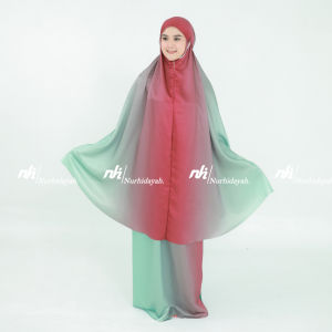 Mukena Gradasi Silk 2 in 1 Laser cut Travel Dewasa Premium Free Sajadah Cantik Terbaru 2024