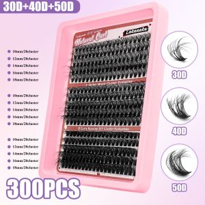 JUSTODO 9-16mm Length False Eyelashes Natural Look 3D Volume 3D Faux Mink Lash Long Lasting Fluffy Clusters DIY Lash Extension Kit Makeup Enhancement