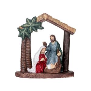 TREASUY Cute Holy Family Figurine Cartoon Decorative Jesus Christ Figurine Durable Classic Christmas Manger Ornaments