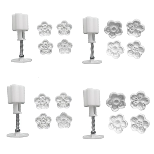 Flower Baking Mould Set Of 4 ABS Plastic Hand Press Cake Decorating Tool Inspired from Natural Cherries Flower Pattern