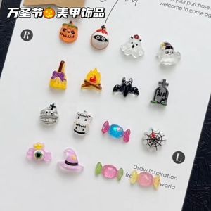 30PCS Halloween Nail Charms 3D Resin Pumpkin Ghost Spider Web Mixed Nail Art Decorations Kawaii Manicure Accessories DIY Hiasan Kuku Halloween Resin 3D Labu Hantu Sarang Labah-Labah Campuran Mini Aksesori Manikur Dekorasi Seni Kuku