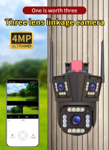 1080p HD Wi-Fi Security Camera - Indoor/Outdoor IPC360 three lens camera wireless remote gun ball linkage monitoring 360 panoramic camera 2-Way Audio Cloud & Local storage- Ideal for Home Security Baby Pet Monitoring