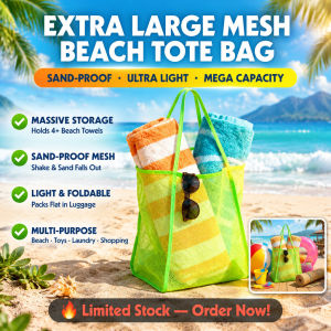 Extra Large Capacity Mesh Storage Bag Multifunctional Solid Color Shoulder Mesh Bag Portable Beach Bag Toy Beach Bag
