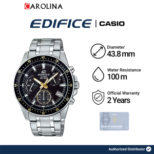 Jam Tangan Pria Casio Edifice Chronograph EFV-540D-1A9 Black Dial Silver Stainless Steel Strap
