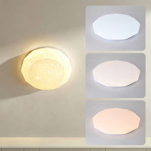 Modern LED Ceiling Light 30cm Starry Flush Mount 3 Color Temperature Changing 12 Inch White Round Acrylic Chandelier For Bedroom Living Room Hallway Decor Lighting Lamps