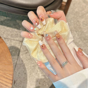 ผลิตภัณฑ์ใหม่ทำเล็บ DD246 เล็บปลอม ขายดีที่สุดในไทย เล็บปลอม ประดับเพชร ลายดอกไม้ และผีเสื้อ(24 ชิ้นต่อกล่อง)