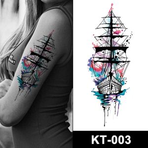 SteayINK 210 * 148mm Half Sleeve Tattoo Sticker Decorative Sticker Gift Booklet Body Art Fashion | Arrow Clock Compass Geometric Illuminati Ship Vendetta Whale |