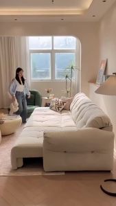 AUREO 【Customizable】SN Sofa Lazy Sofa Cream Style Electric Recliner Sofa Living Room 2 Seater 3 Seater Lazy Sofa Bed Dual-Use