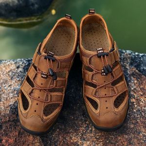 Korean Summer Sandals for Men Outdoor Summer Beach Sandals Shoes Islander Slippers for Men Male Genuine Leather Sandals