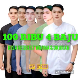 100 RIBU 4 BAJU KOKO KURTA MIX MODEL DAN WARNA BAHAN KATUN ADEM DIPAKAI LENGAN PENDEK MUSLIM DEWASAA