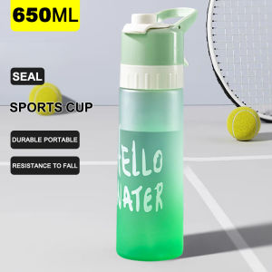 650ml outdoor sports water bottle with spray summer outdoor sports water cup summer spray cooling leakproof water cup