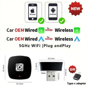 Kebidumei 2 in 1 Carplay Adapter for I--OS Android Auto Wired To Wireless AI Box USB Connection