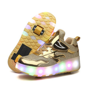Cross-Border Girls Heelys Double-Wheel Invisible Student Skates Walking Pulley Shoes for Boys and Children Transformative Shoes